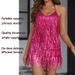 European And American Fashion Festival Party Spaghetti Strap Dress Sexy Hot Girl Backless Slimming Tassel Satin Jumpsuit_ecoleips.com