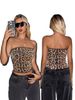 Aria Basics Aria Basics Cross-border European And American Style New Street Fashion Women's Clothing Sexy Leopard Print Sequin Crop Top_ecoleips.com