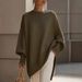 2026 Autumn And Winter Round Neck Pullover Sweater Women's Loose And Lazy Style Solid Color Women's Sweater_ecoleips.com