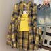 Women's Clothing Summer Design Plaid Stitching Cardigan Small Casual Versatile Base Long Sleeved Casual Shirt Jacket_ecoleips.com
