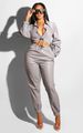 Women's Sexy Reflective Button Two Piece Set Autumn New Pant Sets_ecoleips.com