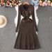 Blazer Dress - Women’S Knit Midi Dress With Notch Lapel, High Waist, Long Sleeve, Fall/Winter Elegance_ecoleips.com