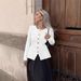 Women's Elegant Round Neck Long Sleeve Knitted Cardigan European American Style Solid Color Cardigan With Metal Button Design New Autumn Style_ecoleips.com