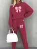Bow-Print Fleece Lounge Set – Long-Sleeve Top & Jogger Pants (5 Colors, S-XXL) | Cozy Winter Loungewear For Women_ecoleips.com