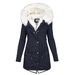 K New Style Coat Parka Waist-cinching Plus-fleece Collar Pocket Women's Jacket_ecoleips.com