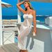 European And American Style Beach Vacation Long Dress Two Piece Set Sexy Suspender Sequined Swimsuit Bikini Cross Border Women's Clothing_ecoleips.com
