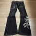 Women's Clothing Retro Embroidery Heavy Work Hot Girl Punk Washed Black Straight Flared Jeans For Women And Men_ecoleips.com