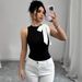 Elegant Women's Sleeveless Bow Tie Blouse Stretchy Short Top Chic Office Wear Summer Fashion Comfortable Stretch Fabric_ecoleips.com