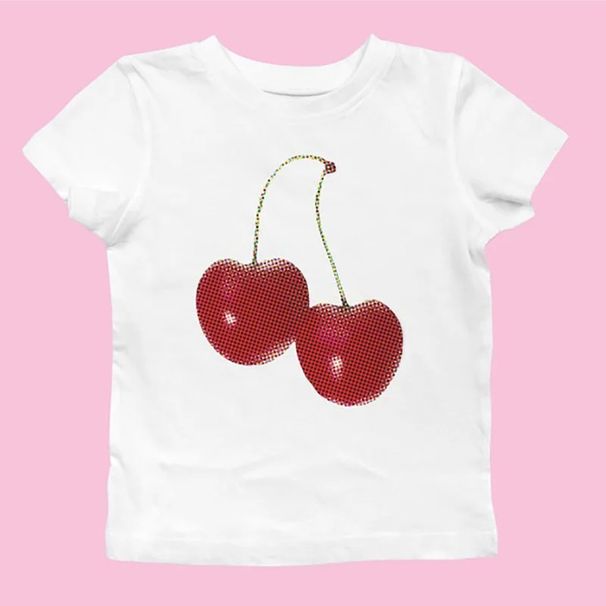 Cross-border European American Ins Women's Cherry Print Short-sleeve T-shirt, Summer Casual Versatile Sweet And Cute_ecoleips.com