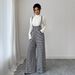 2025 Autumn New European And American Cross-Border Women's Elegant Houndstooth Buttoned Overalls_ecoleips.com