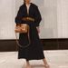 Women's Clothing Ladies Fashion Long Sleeve Lapel Mid Length Bohemian Dress_ecoleips.com