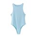 Spot European And American Style Summer Women's Clothing Sexy Body Shaping Off Shoulder Round Neck Solid Color Sleeveless Bottoming Jumpsuit_ecoleips.com