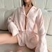 Pink Long Sleeve Shorts Loose Wrinkled Material Pajamas Two-piece Set 2026 European American Autumn And Winter New_ecoleips.com