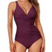 Women's Clothing One Piece Swimsuit High Waist Sexy Cross Back Bathing Suit - Tummy Control & Adjustable Straps, With Lining & Padding, 23 Colors_ecoleips.com