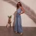 Women's Casual V Neck Sleeveless Denim Jumpsuit Summer New Style Trousers_ecoleips.com