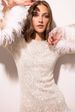 New autumn European and American cross border women's clothing waist sexy short skirt dress big backless long sleeve sequin feather dress_ecoleips.com