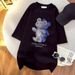 Women's Clothing Heavy Industry Hot Diamond Combed Cotton Bear T Shirt Women's Summer New Short Sleeved Mid Length Top_ecoleips.com