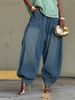 Women's Relaxed Fit Harem Wide Leg Lantern Jeans - Stretch Denim Comfort Pants With Streetwear Style (Blue, S-3XL)_ecoleips.com