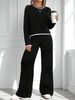 Women's Knitwear Set 2025 - Long Sleeve Top & High Waist Wide Leg Pants Two-Piece Outfit For Casual & Office Wear_ecoleips.com