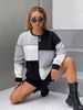 Women's Color Block Hooded Sweatshirt, Casual Loose Fit Long Sleeve Pullover, Soft Polyester-Spandex Blend Top For Fall & Winter (S-XXL)_ecoleips.com