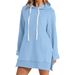 Women's Clothing Solid Color Autumn/Winter Hooded Pocket Slit Fleece Lined Long Women's Sweatshirt_ecoleips.com