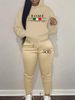 Women's Autumn And Winter Casual Fashion ROME Pattern Printed Thick Fleece Warm Hooded Sweatshirt+sports Pants Set-752_ecoleips.com