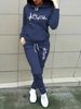 Women's Autumn/Winter Casual Fashion Dog Footprint Heart Pattern Printed Thick Fleece Warm Hoodie+Sports Pants Set-750_ecoleips.com