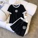 Women's Clothing Women's Solid Color Short Sleeve Top And Sweatpants Set Spring Autumn Style Two-Piece Casual Sports Outfit_ecoleips.com