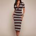 Women's Summer Striped Knit Long Dress - Slim Fit European Style Maxi Dress For Beach & Casual Wear_ecoleips.com