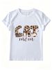 Leopard CAT MOM Cute Kitten Graphic Women Short Sleeve T-Shirt For Cat Lovers_ecoleips.com