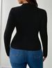 Curvy Women Solid Color Ruched Shoulder & Waist Long Sleeve Top, Chic Fall Winter Versatile T-Shirt_ecoleips.com