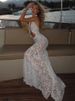 Tossy White Lace Printed Maxi Dress For Women Summer Sexy Backless See-Through Patchwork Beach Fashion Dress Female Long Dress_ecoleips.com