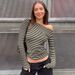 European And American Hot-Selling Color-Block Striped Asymmetrical Neck Long Sleeve T-Shirt For Women 2025 Autumn New_ecoleips.com