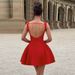 Elegant Backless Bodycon Dress - Stretchy A-Line Mini Dress For Women, Sexy Sleeveless Clubwear, Casual & Party Outfit (Black/Red)_ecoleips.com