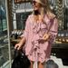 Russian New Style Women's Ruffled Casual Suit Set French Design Flared Sleeves Loose Fitting Top And Shorts Two Piece Spring/Autumn Outfit_ecoleips.com