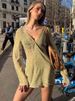 JULISSA MO Printed Sexy Sheer Chiffon V-neck Women Mini Dress Long Sleeve Lace Up Dresses Summer Loose Elegant Outdoor Beachwear_ecoleips.com