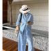 Summer Women's Clothing 2025 New Style: Casual Blue Shirt Wide-Leg Pants Two-Piece Set With A Mature And Elegant Look_ecoleips.com