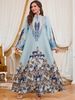 Muslim Dress Women Elegant Middle Eastern Abaya Dress – Flowing Long Sleeve Maxi Dress With Embroidery & Floral Print, Comfortable Polyester Fabric_ecoleips.com