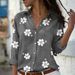 Floral Print Oversized Blouse – Long-Sleeve Loose Fit Shirt (Breathable Polyester, Stretch Comfort, Grey/Pink/Green/Blue, S-3xl)_ecoleips.com
