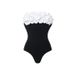 Women's Clothing Swimsuit New 3d Flower Tube Top Black And White Contrast One Piece Swimsuit Female_ecoleips.com