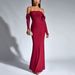Women's Clothing Autumn Winter European Style Off The Shoulder Dress Elegant Slim Fitting Evening Gown With Powder Sprinkled Mesh_ecoleips.com