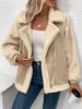 Women's Clothing Chic Oversized Faux Shearling Jacket – Distressed Suede & Fleece Biker Coat (Khaki, S-XL)_ecoleips.com