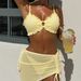 Sexy Bikini Set 3-Piece - Tummy Control Push-Up Swimsuit For Small Chest (Yellow, S-L, Polyester/Spandex)_ecoleips.com