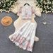 Elegant Luxury Two Piece Set For Women Mid-Calf A-Line Skirt With Lace Top Water Soluble Embroidered High Waisted Summer Fashion_ecoleips.com