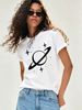 Women’s Casual Printed Top, Illustration Graphic Short Sleeve Tee For Spring & Summer Fashion_ecoleips.com