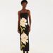 Slim Fit Off Shoulder Halter Dress Floral Print Color Block Style Spring Summer Long Skirt Women's Clothing_ecoleips.com