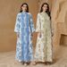 Modest Abaya Dress/Muslim Dress Women Elegant Embroidered Dress - Modest Muslim Long Sleeve Maxi Robe - Dubai Style Islamic Clothing (Blue, Yellow)_ecoleips.com