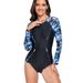 Aria Basics 2024 European And American Foreign Trade Conservative One-piece Long-sleeve Surfing Sun-protective Women's Swimsuit, Hot_ecoleips.com