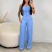Cross-border Foreign Trade Fashion Two-piece Set, European And American Sexy Strapless Top With Solid Color Pants,_ecoleips.com