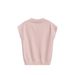 Women's Knitted Polo Vest Top, Grey Sleeveless Lapel V-Neck Sweater Waistcoat With Embroidery, Casual Slim Fit Knit Tank Top For Daily Wear Streetwear_ecoleips.com
